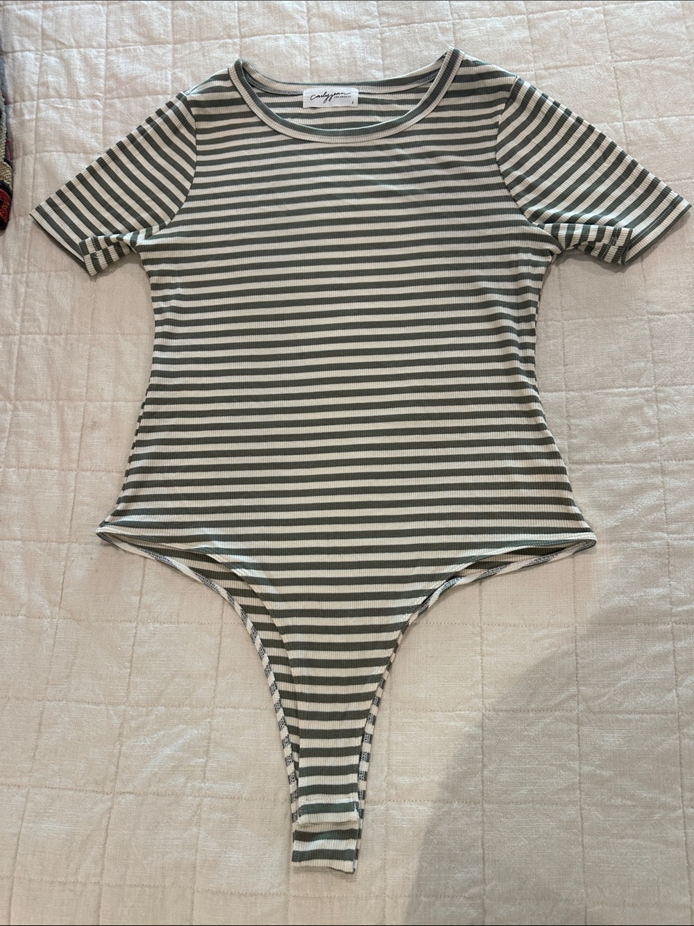Ribbed stripped t shirt bodysuit